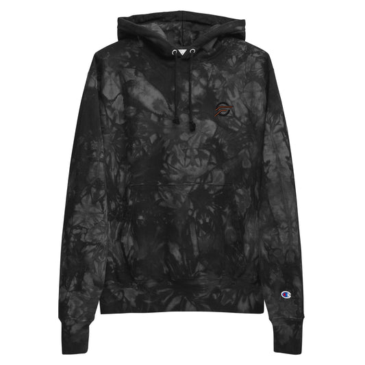 Super Heavyweight embroidered logo Tie-dye Hoodie Black